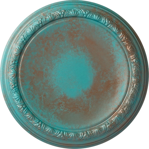 Ekena Millwork Carlsbad Ceiling Medallion (Fits Canopies up to 14 1/4"), 19 1/2"OD x 1 3/4"P, Copper Green Patina CM19CACGS - main